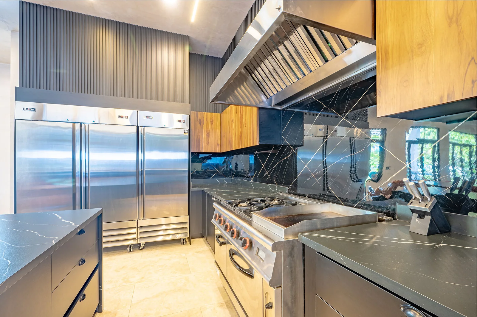 Professional range and refrigeration in the chef's kitchen