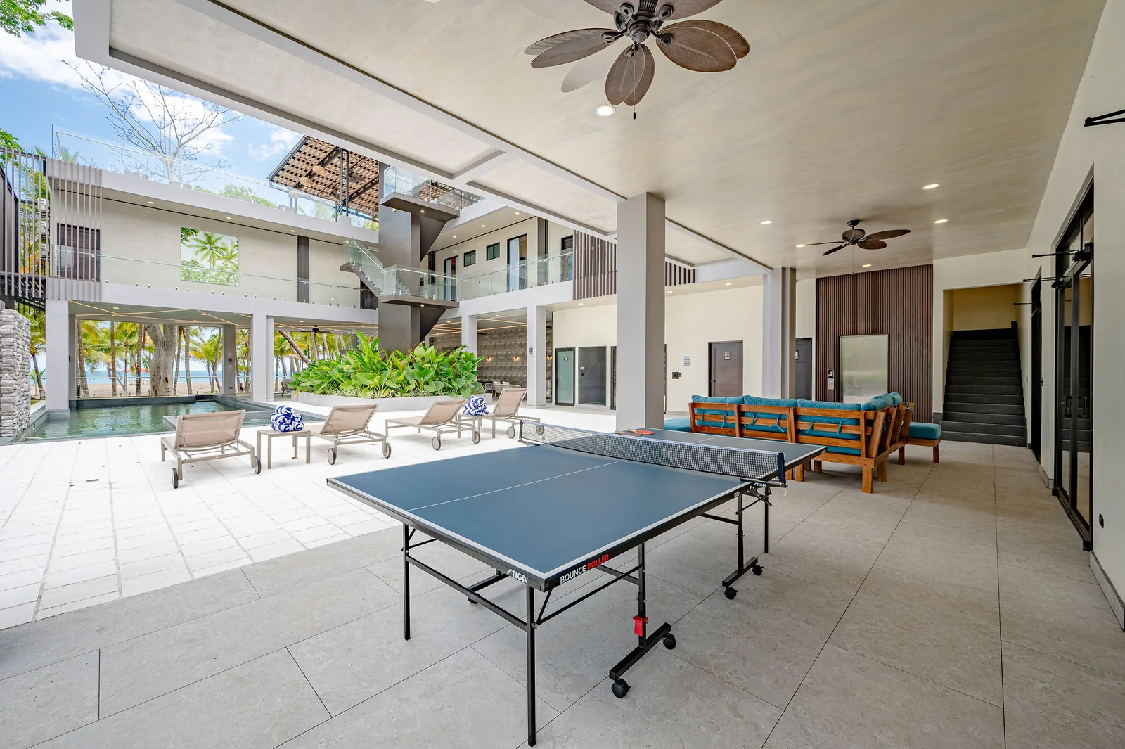 Ping pong table on the covered terrace